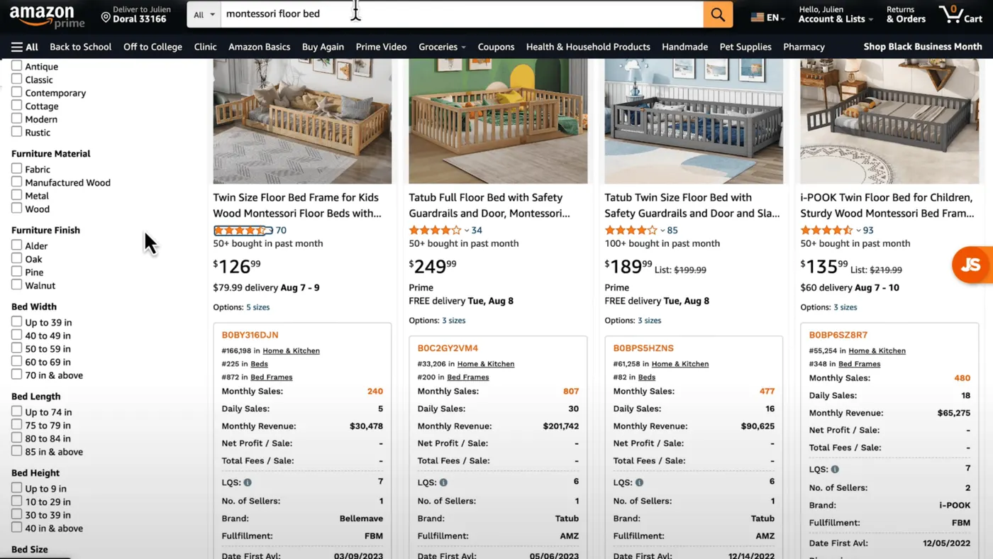 Résultats de recherche sur Amazon pour "Montessori Floor bed"