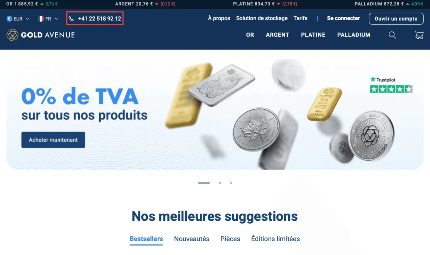 Contactez le service client de Gold Avenue pour leur expertise