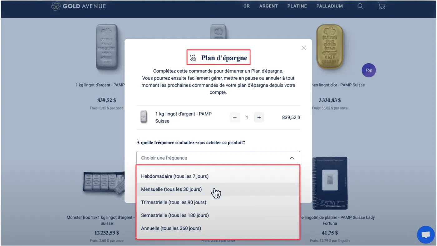 Le plan épargne de Gold Avenue