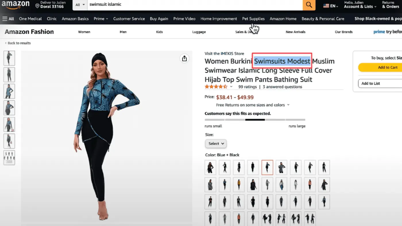 Le terme "modeste swimsuit" est un marché considérable
