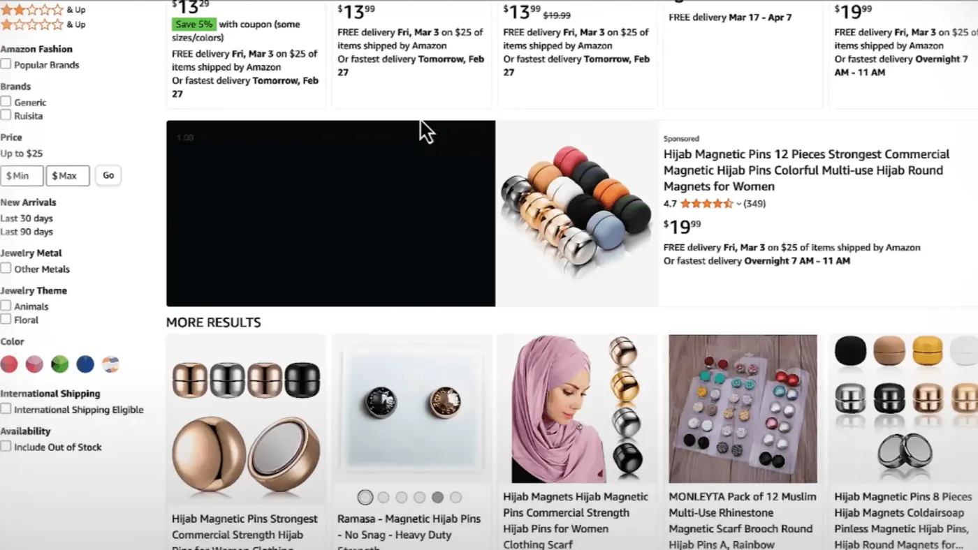 Les hijab-magnets sur Amazon US