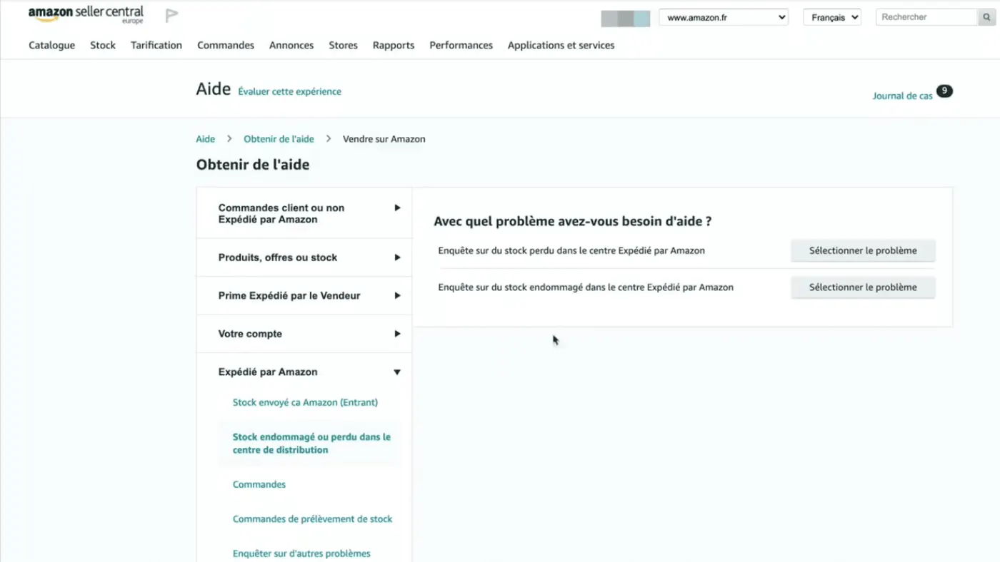 Seller Central - Démarche de réclamation