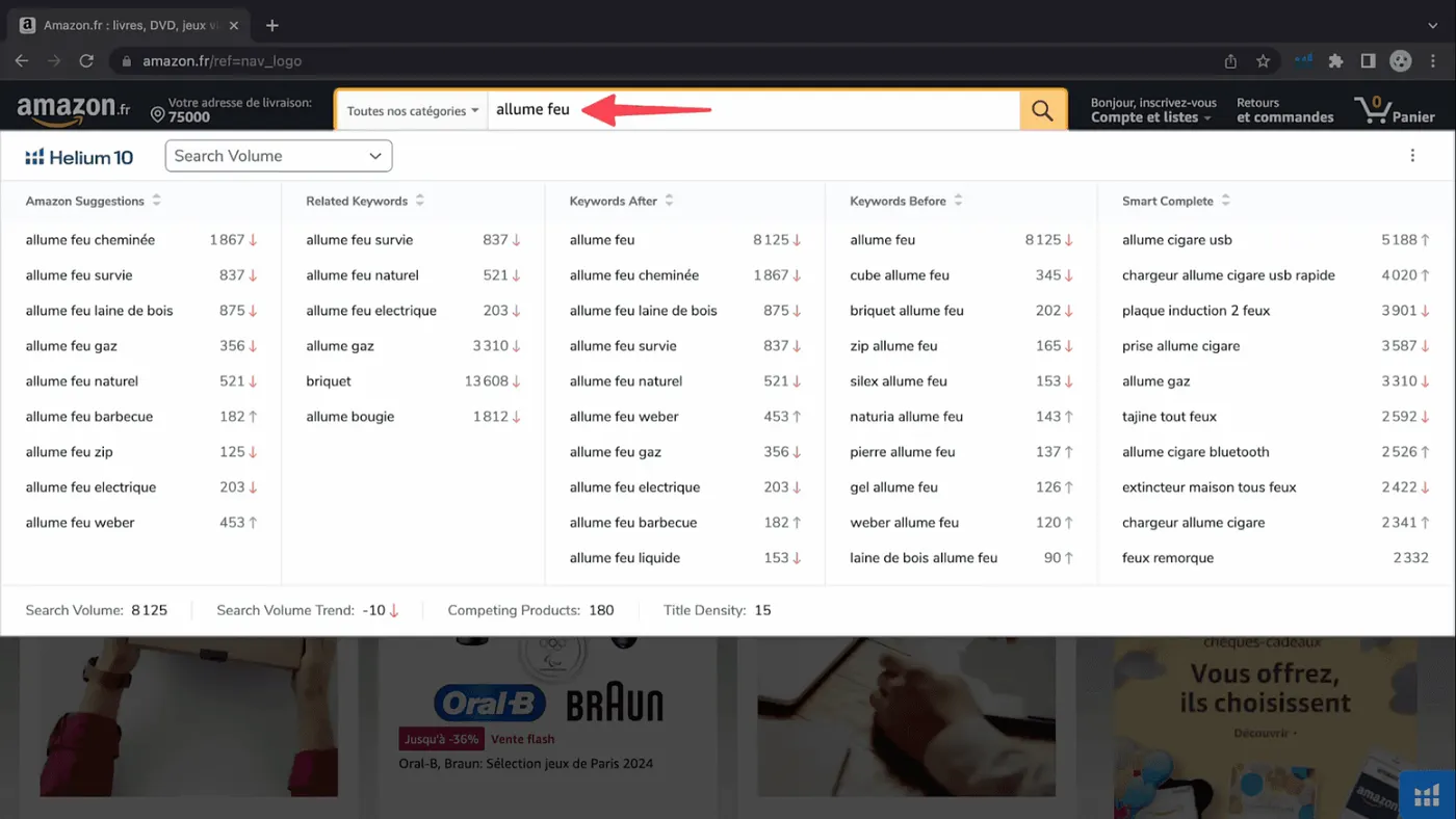 Barre de recherche Amazon