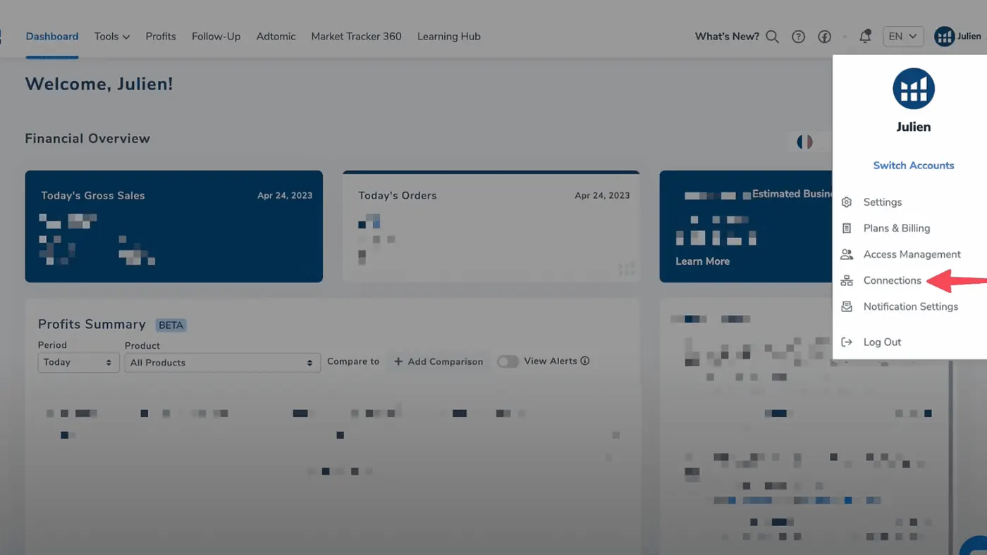 Connexion de au compte vendeur