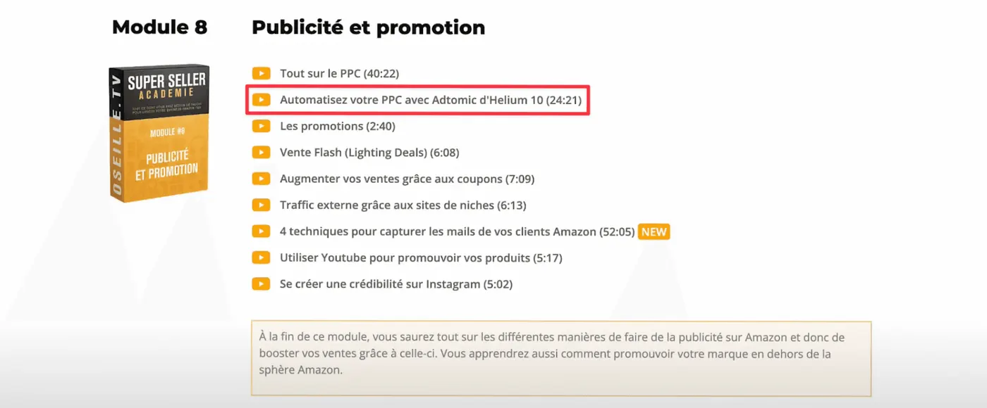 Chapitre sur Adtomic - Super Seller Académie
