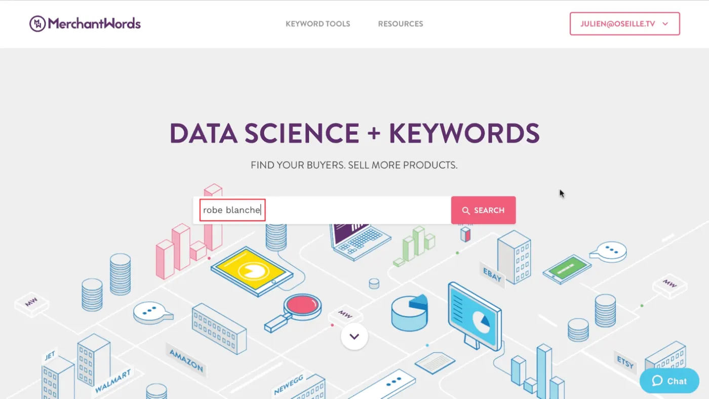 L'interface de MerchantWords