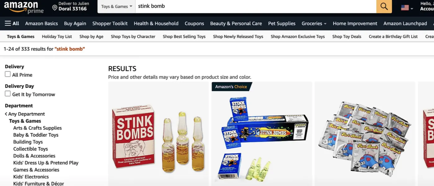 Les Boules Puantes et Sprays à Odeurs sur Amazon