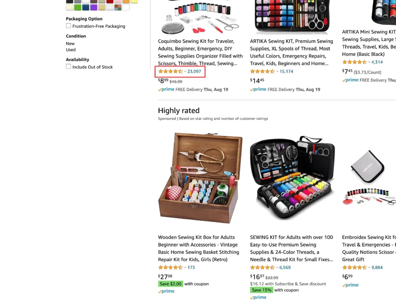 Nombre élevé de commentaires sur un listing Amazon