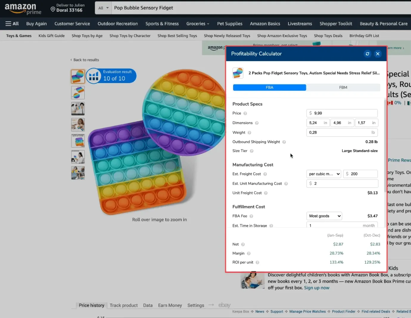 Calcul précis de la profitabilité avec l'outil d'Helium 10 sur Amazon