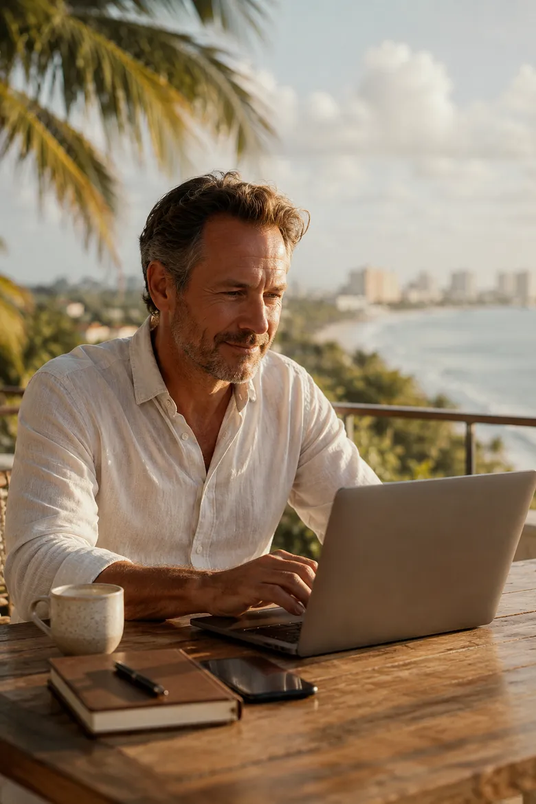 Entrepreneur expatrié travaillant à l'étranger